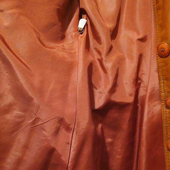 Women's Genuine Brown Leather Trench Coat - Picture 5 of 8